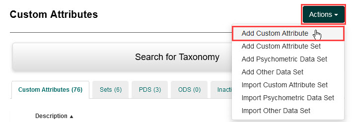 Add Custom Attribute option