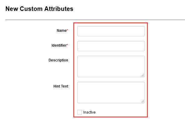 New Custom Attributes screen