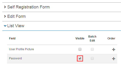 Password visible in List View
