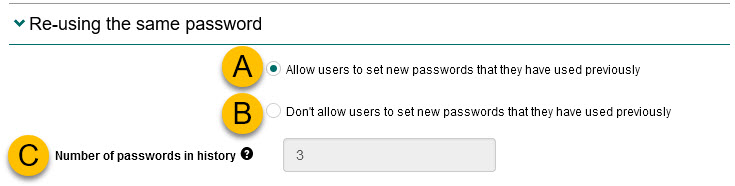 Re-using the same password section