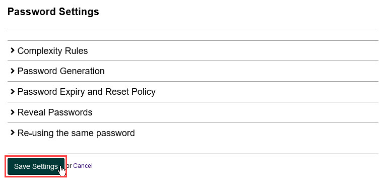 Save Settings button