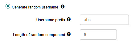 Random username fields