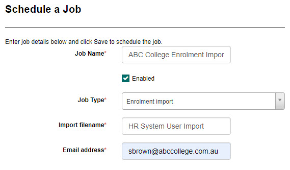 Enrolment import job