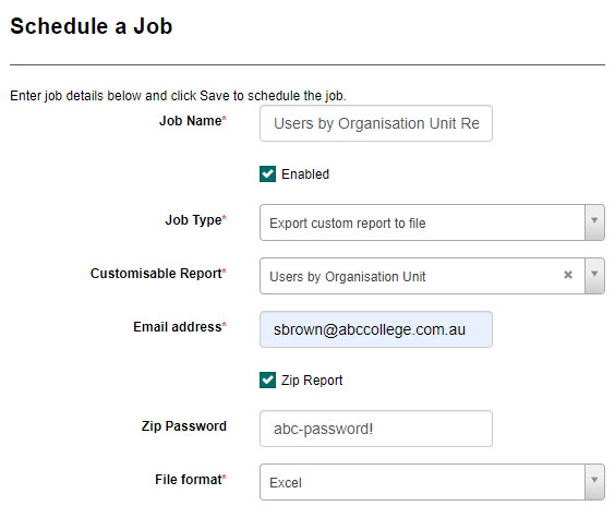 Export custom report to file job