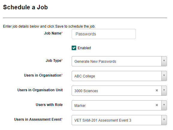 Generate new passwords job