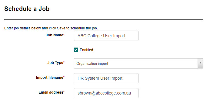 Organisation import job