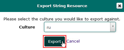 Export button