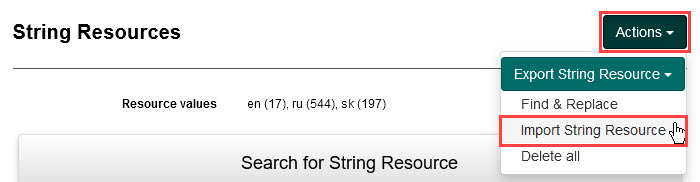 Import String Resource option