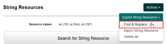 Find & Replace option