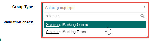 Group Type dropdown