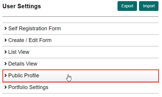 Public Profile section