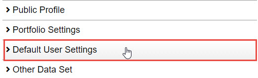 Default User Settings section