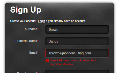 Allowed email mask warning