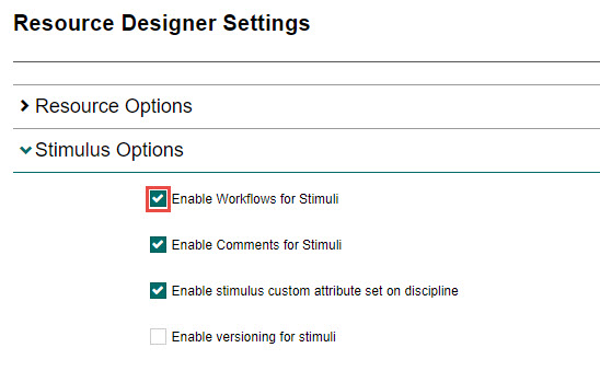 Enable Workflows for Stimuli checkbox