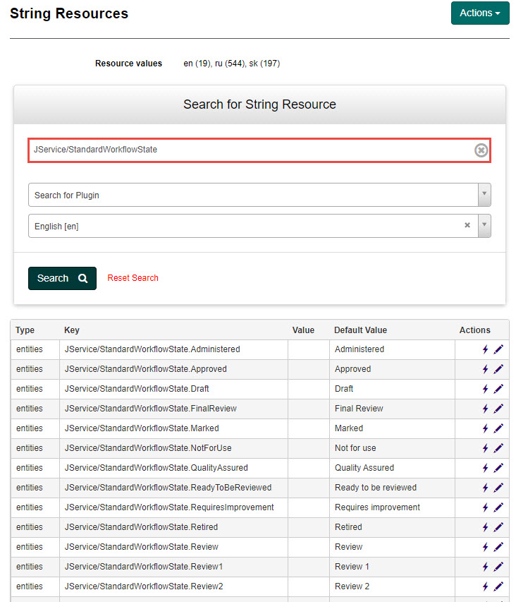 Workflow state string resources