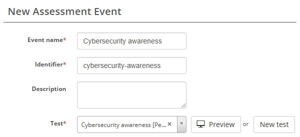 Assessment Events - New Event Form