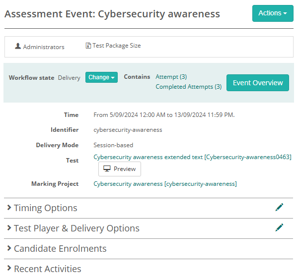 Assessment Events - Details Page