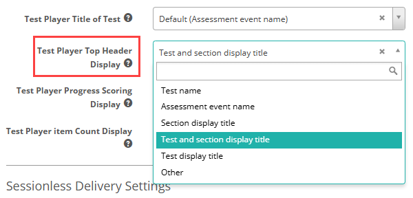 Assessment Events - Top Header Display