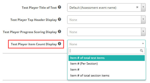 Assessment Events - Item Count Display