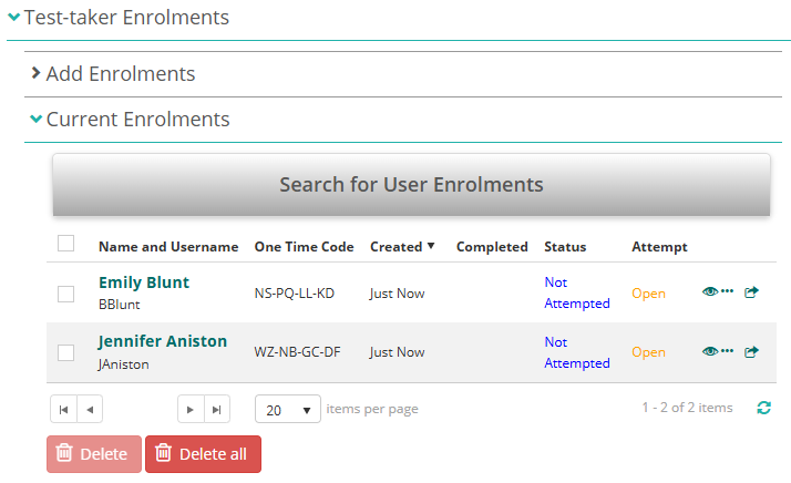 Assessment Events - Current Enrolments