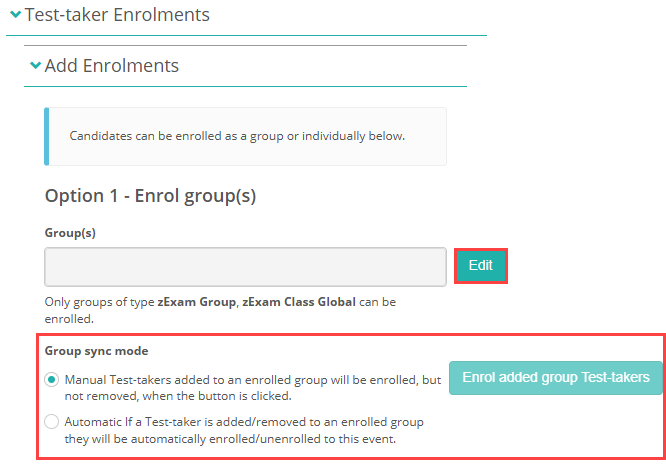 Assessment Events - Group Sync Mode