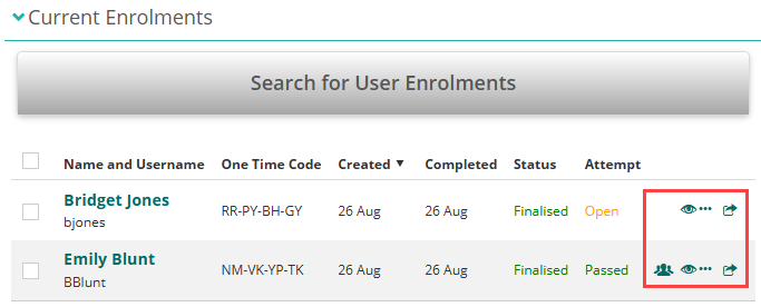 Assessment Events - Current Enrolments Icons