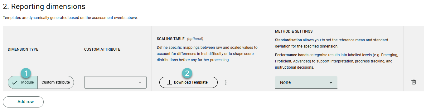 Module dimension type - download template