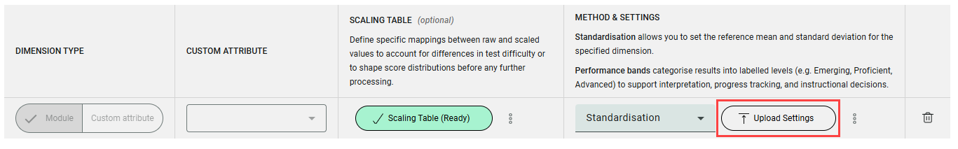 Upload Settings button