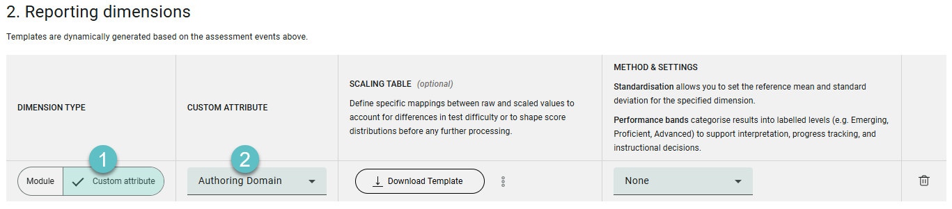 Custom attribute dimension type