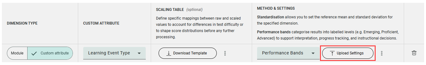 Upload Settings for Performance Bands