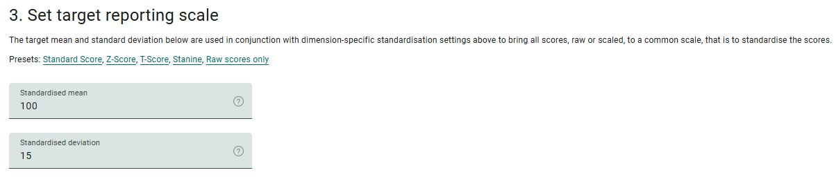 Set target reporting scale