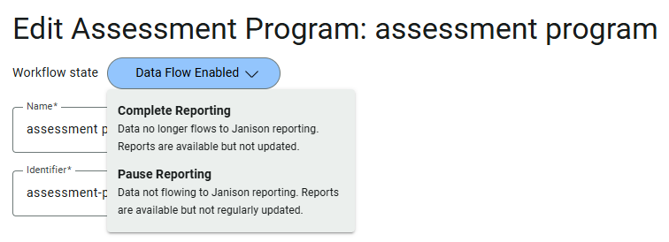 Complete Reporting and Pause Reporting options