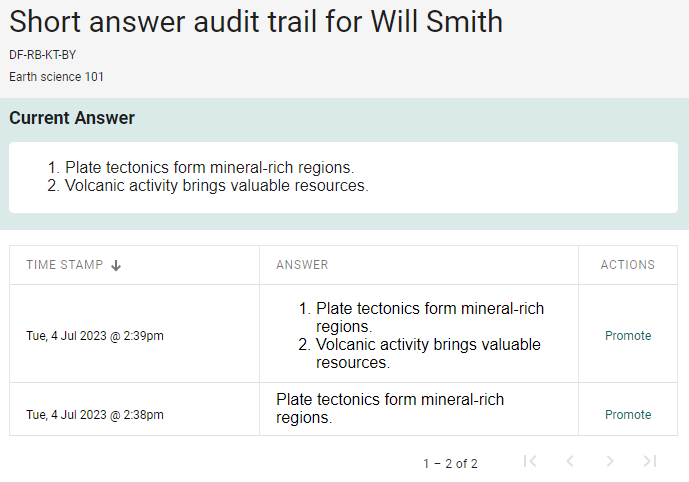 Short answer audit trail overview