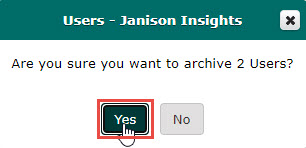 Archive confirmation dialog asking to confirm, with Yes and No buttons