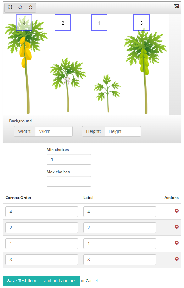 Correct order and label