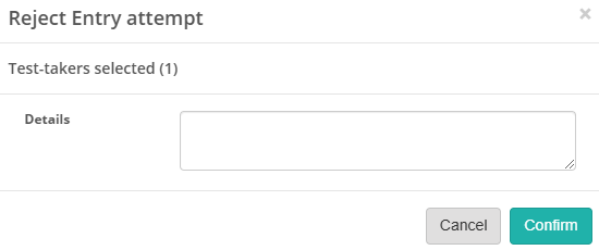 Admit test-taker modal