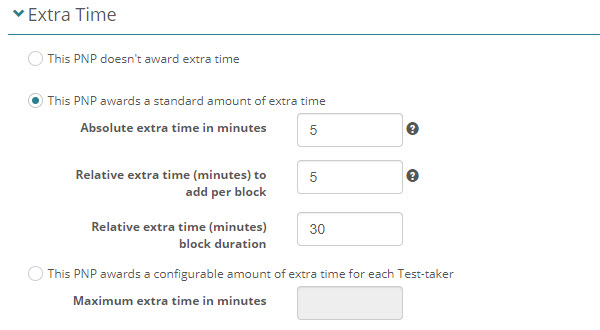 Extra time configuration options