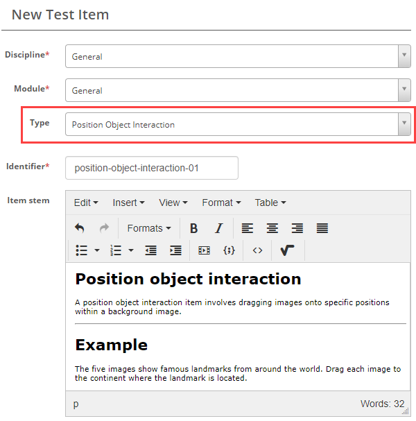 Position object interaction configuration