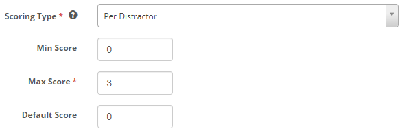 Per distractor scoring settings