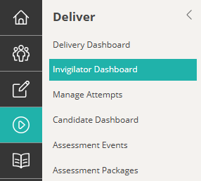 Navigate to Deliver > Invigilator Dashboard