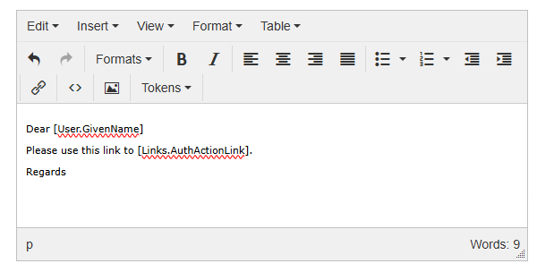 Links.AuthActionLink token example