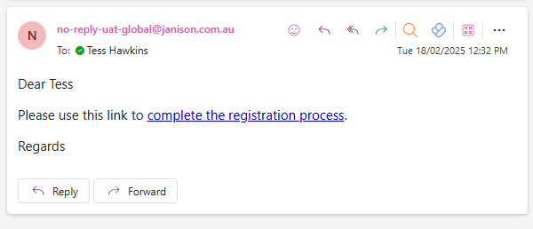 Links.AuthActionLink email example