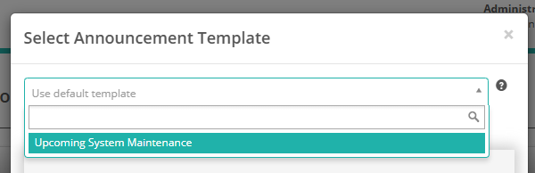 Select Announcement Template screen