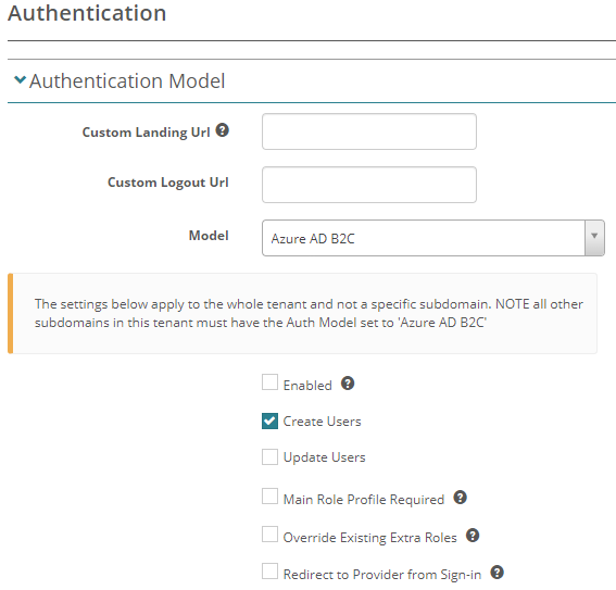 Authentication settings 1