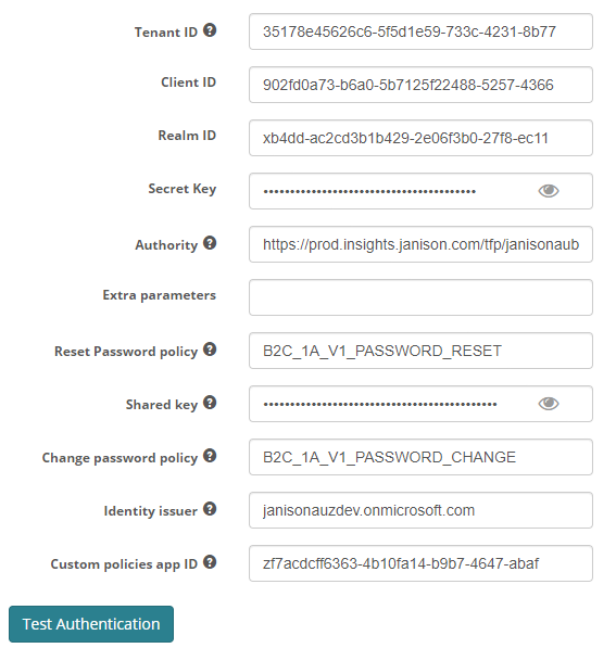 Authentication settings 2