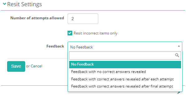 Resit settings configuration options