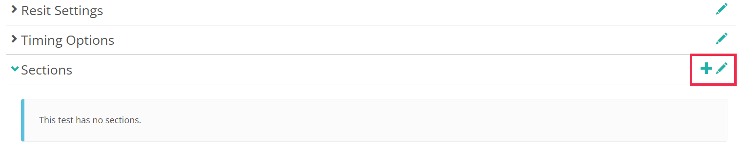 Sections expandable in the test details screen
