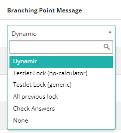 Branching Point Message dropdown showing the six available messages
