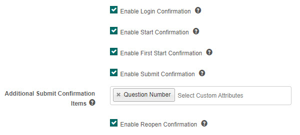 Confirmation settings