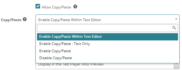 Copy/Paste tenant setting when Allow Copy/Paste is enabled
